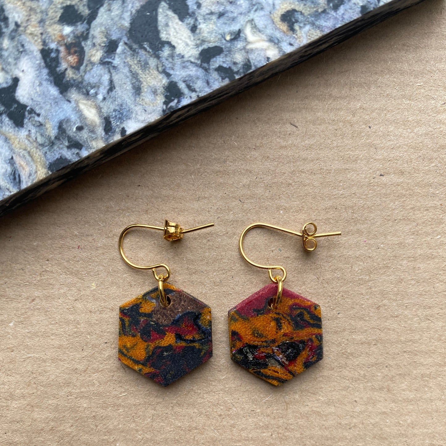Amber Hexagon Fabreco Earrings