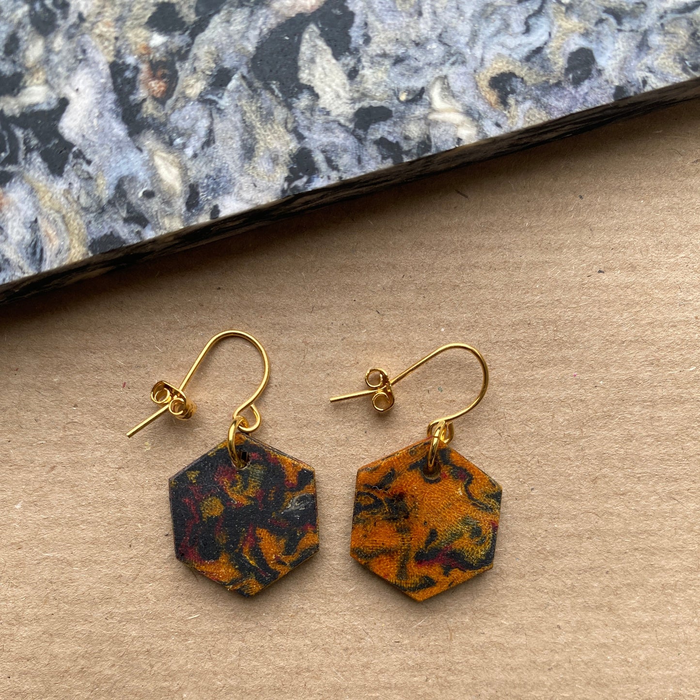 Amber Hexagon Fabreco Earrings