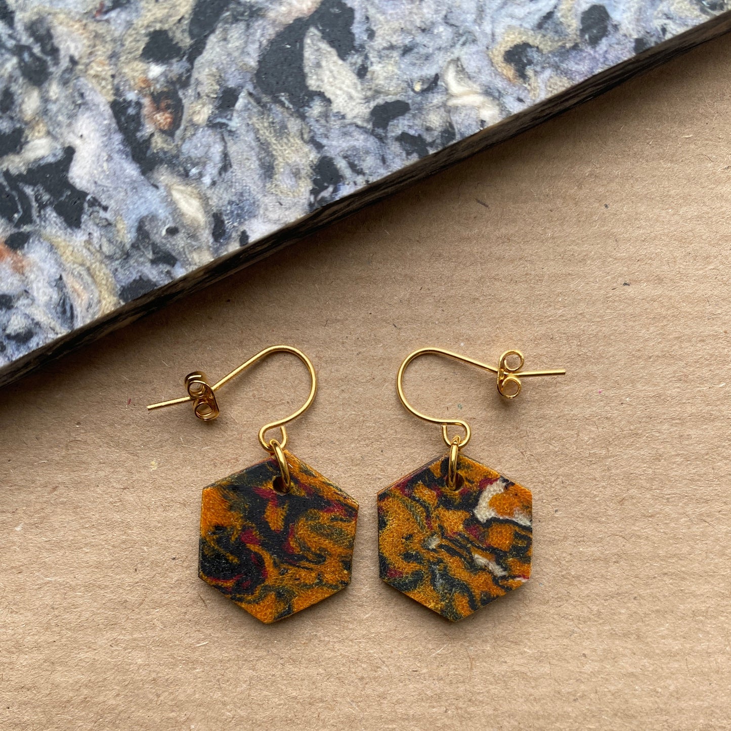 Amber Hexagon Fabreco Earrings