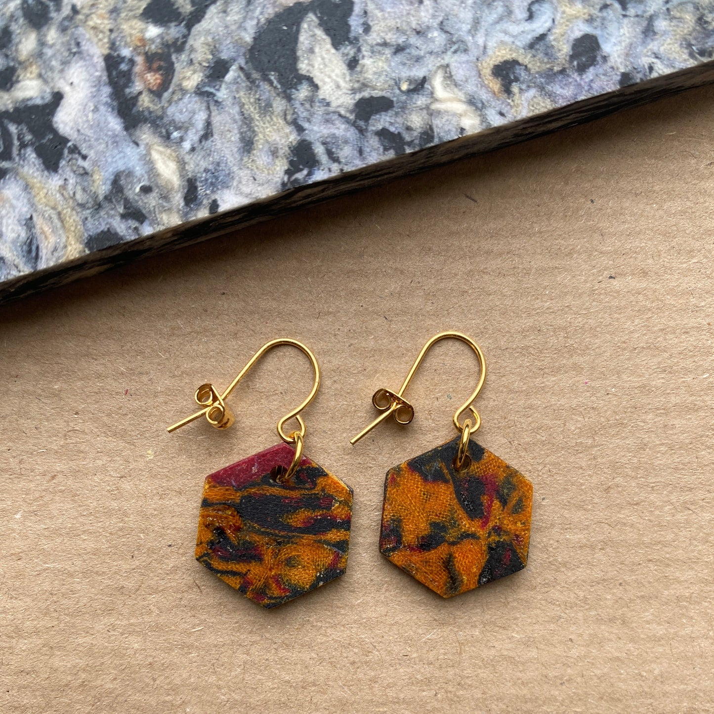 Amber Hexagon Fabreco Earrings