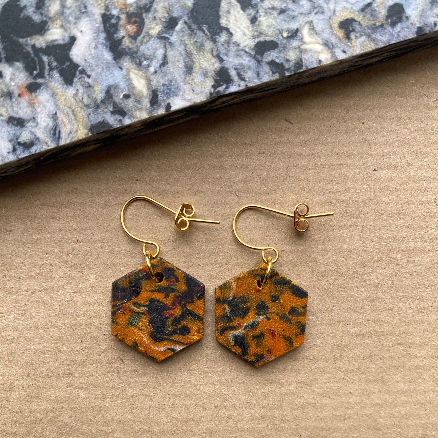 Amber Hexagon Fabreco Earrings