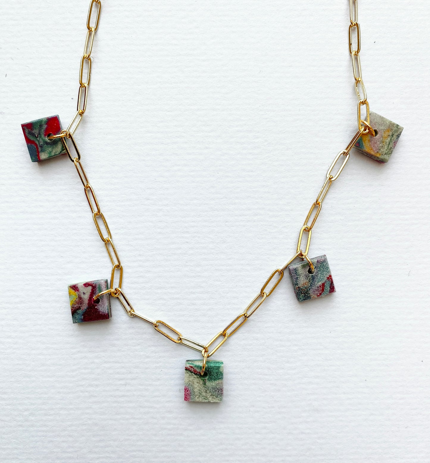 Chunky Charm Necklace - Square Pendants