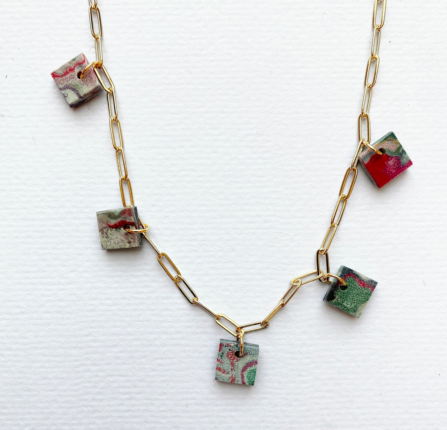Chunky Charm Necklace - Square Pendants