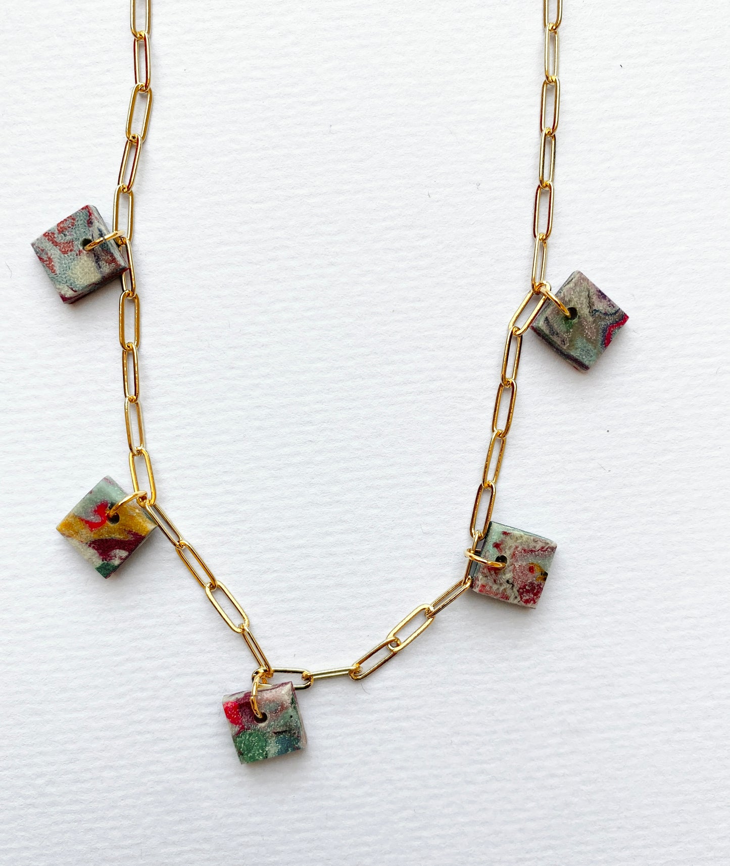 Chunky Charm Necklace - Square Pendants