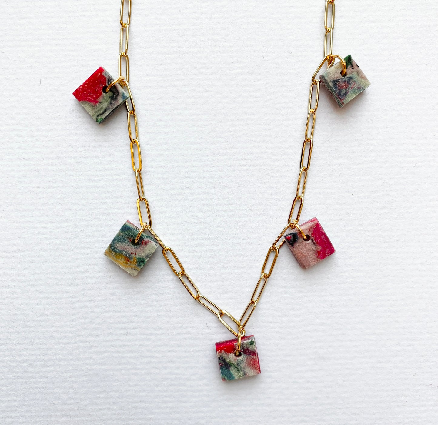 Chunky Charm Necklace - Square Pendants