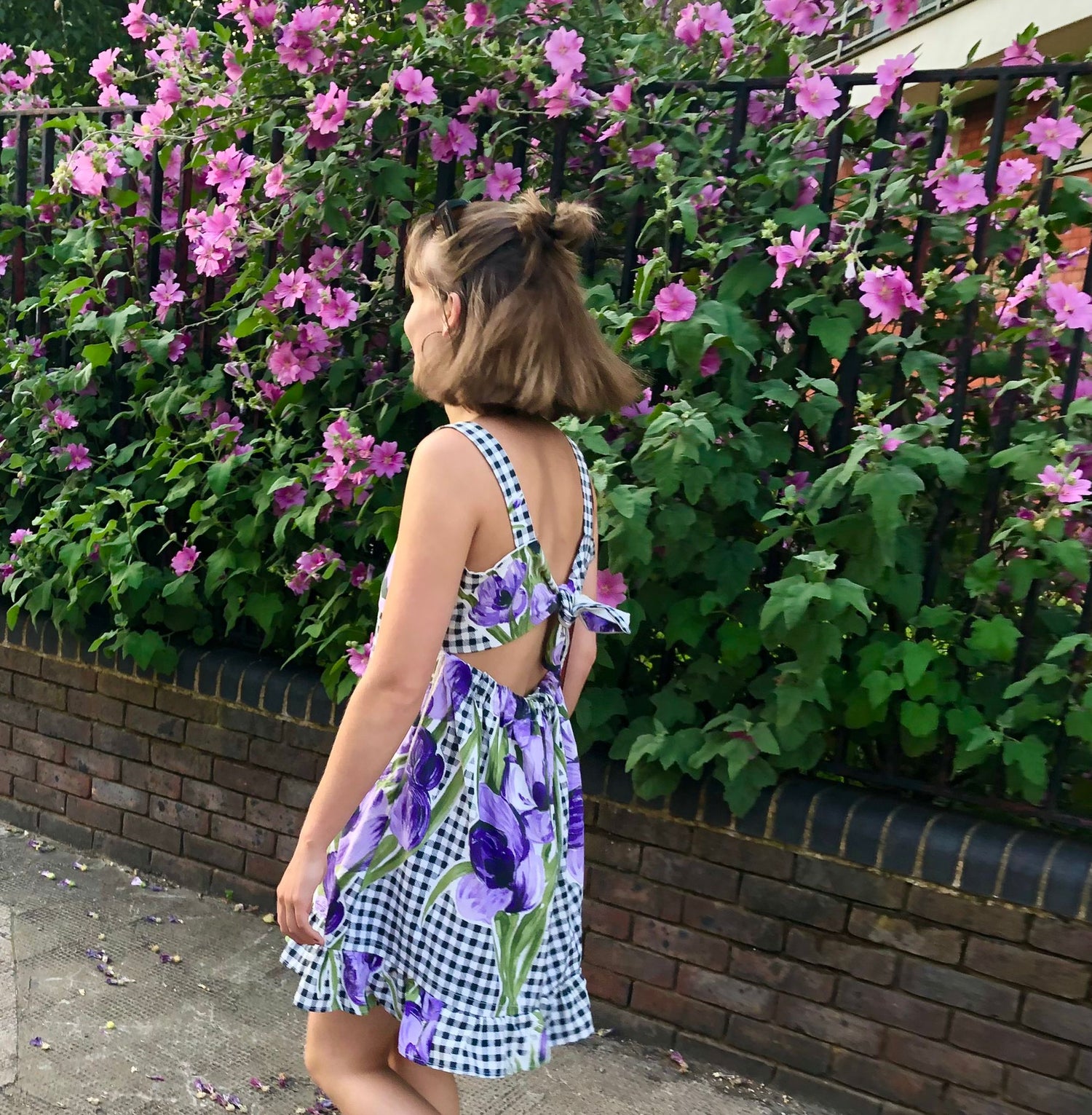 Upcycled tie-back dress