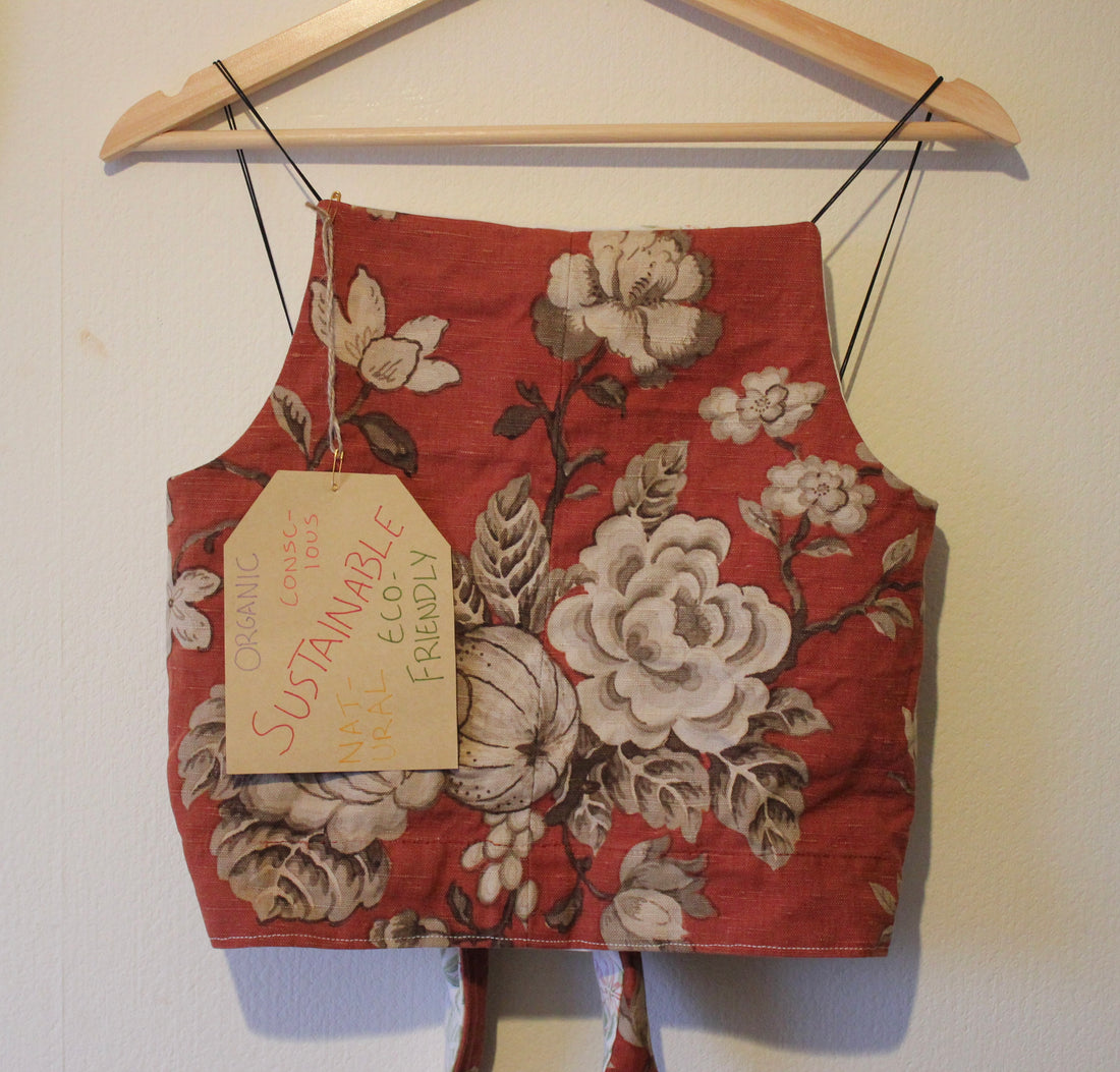 Sustainable Floral upcycled tie back top