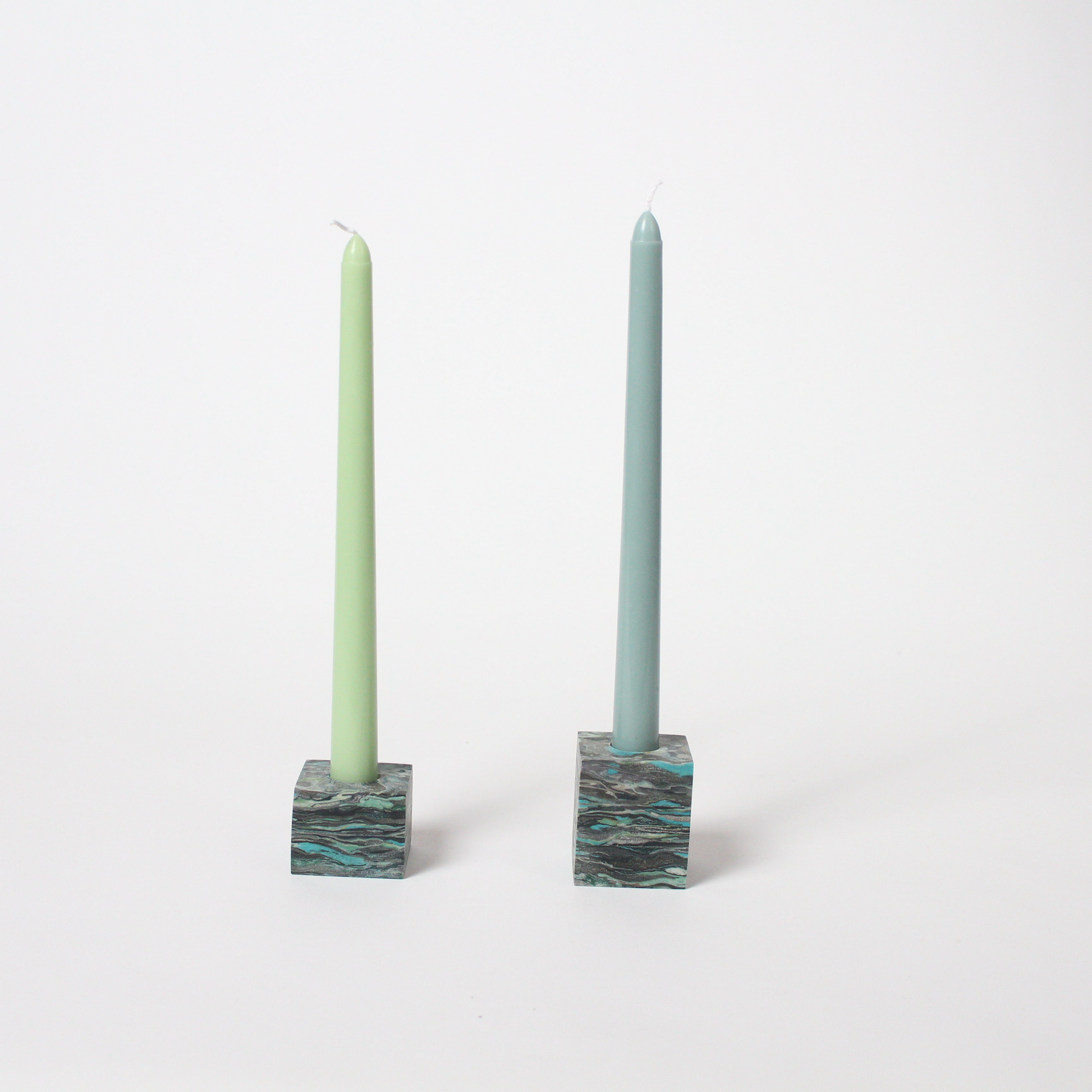 Green Candlestick Holders