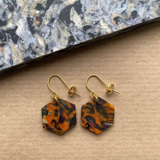 Amber Hexagon Fabreco Earrings