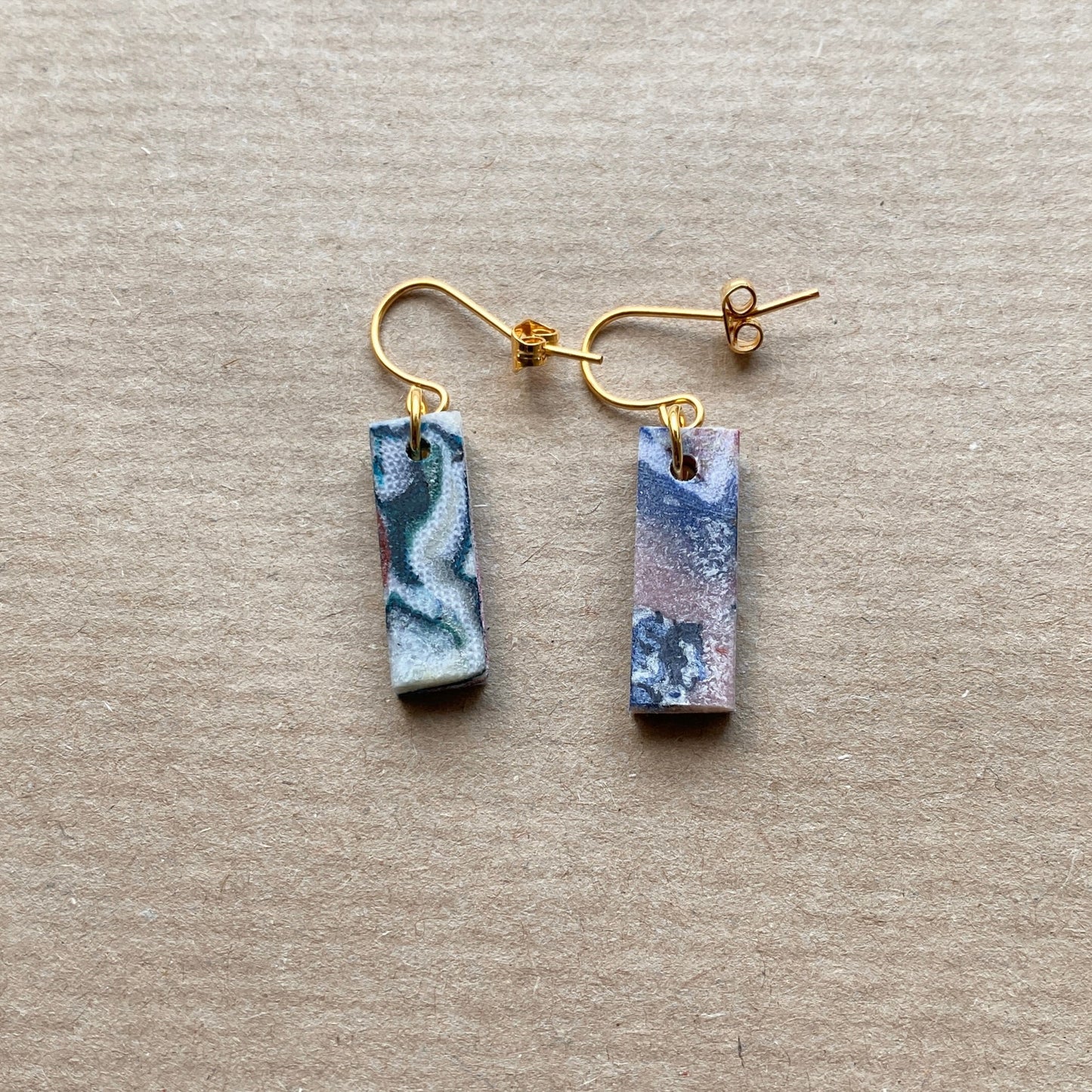 Rectangle Earrings (Muted Marble)