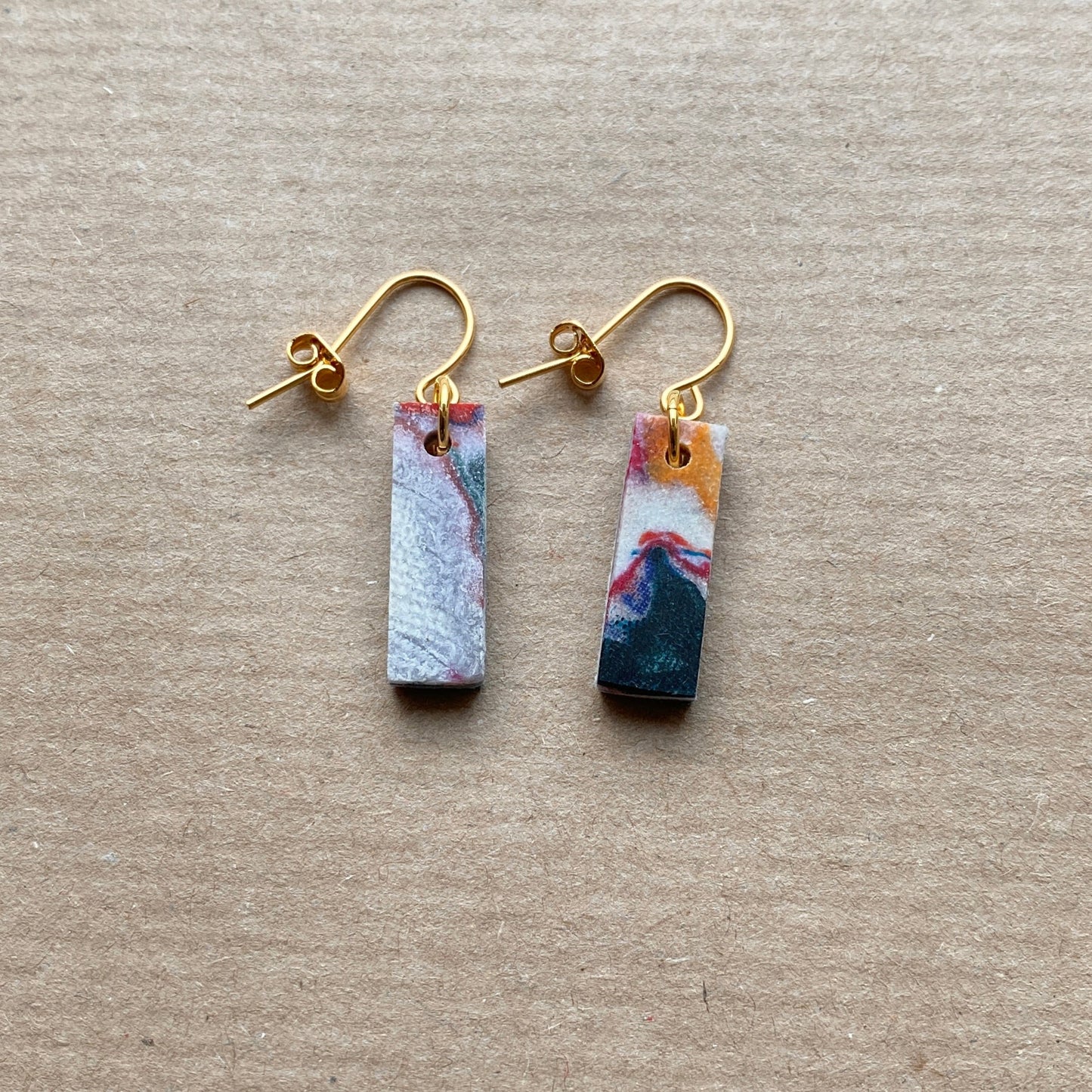 Rectangle Earrings (Muted Marble)