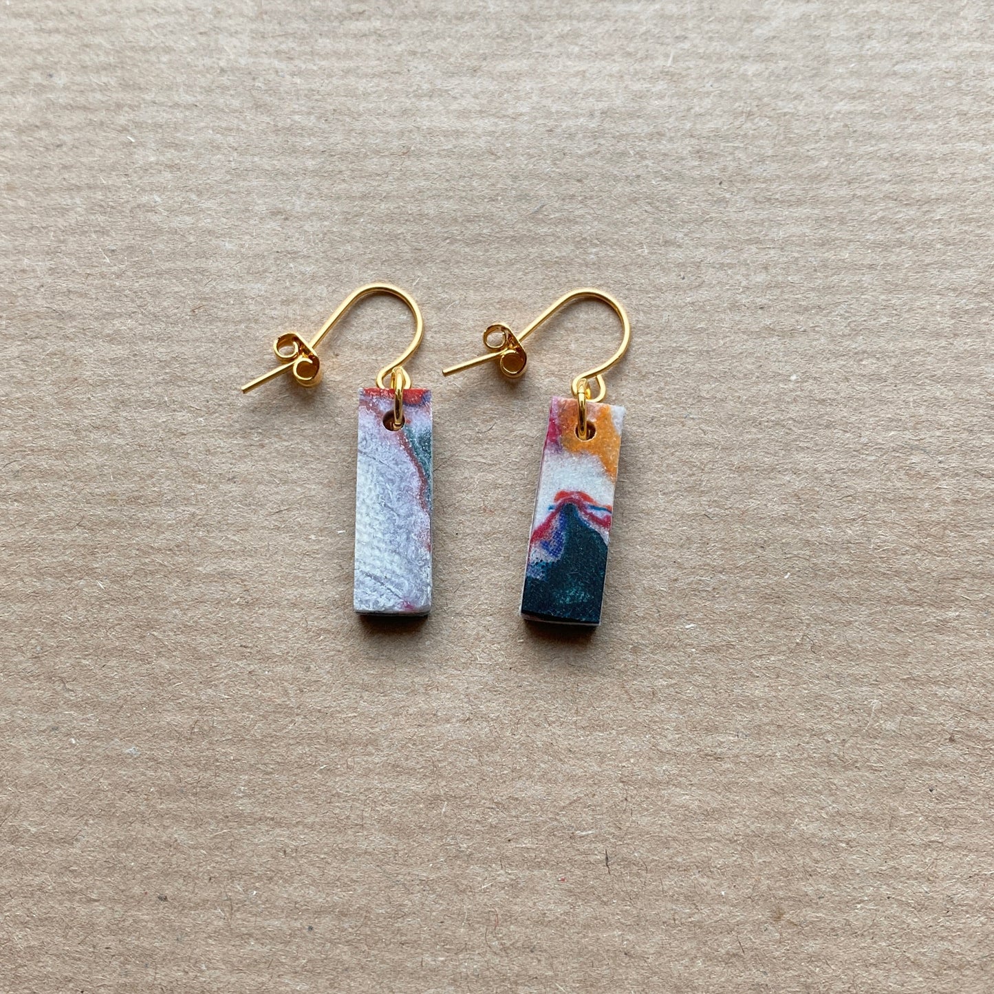 Rectangle Earrings (Muted Marble)