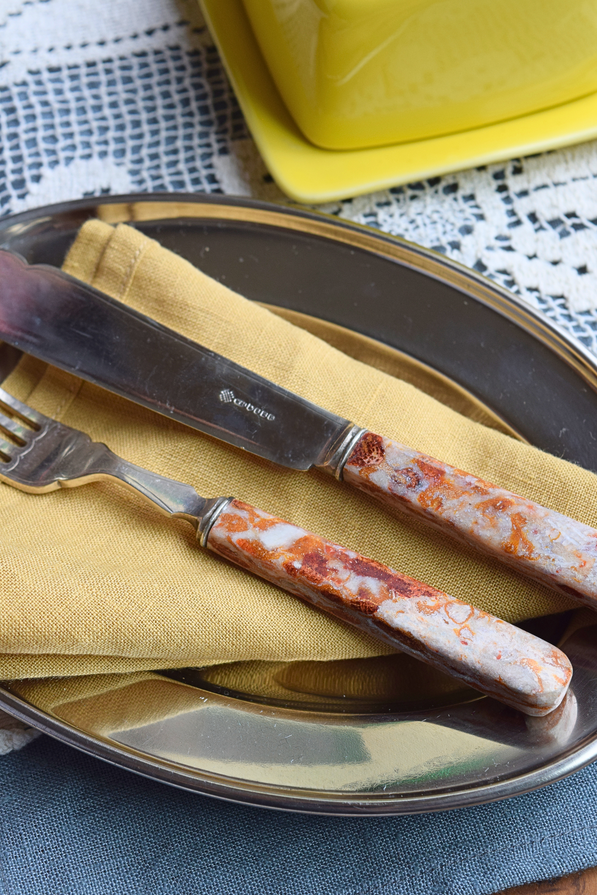 Fabreco® Silver Knife & Fork Set - Tangerine